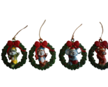 Lot 4x Vintage Christmas Ornaments Critter Wreath Hand Painted Mouse Rac... - $10.00