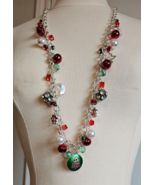Women&#39;s Silver Tone Christmas Necklace Christmas Tree Pendant Bells Disc... - $311.66 MXN