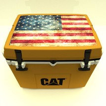 Caterpillar 27-Quart Cat Cooler With American Flag Lid Graphic In Cat Yellow. - £270.93 GBP