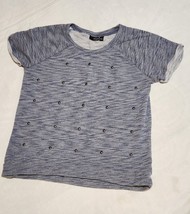 Ana A New Approach Womens T-Shirt Marled Blue Short Sleeve Scoop Neck St... - $13.85