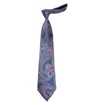 Men's 100% Silk Necktie By Bruno Piattelli Paisley Floral Fancy BP14 Pink Blue image 3