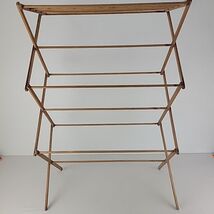 Vtg Antique Clothes Rack Wood Laundry Drying Folding Portable Space Save... - $75.00
