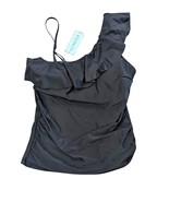NWT Yonique Tankini Top Size Medium Figure Flattering Asymmetrical Black... - $21.59 CAD