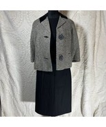Vintage Sheath Dress &amp; Jacket Small 60s Black White Herringbone 100% Woo... - $64.26 CAD