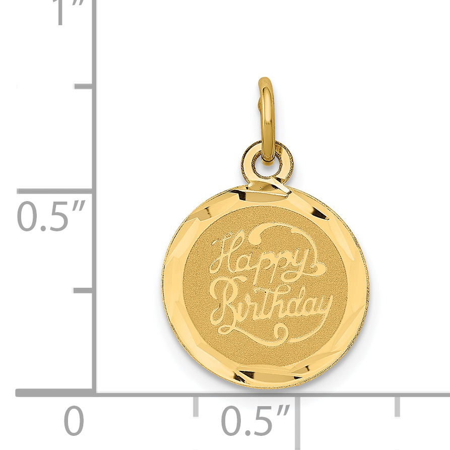 14k HAPPY BIRTHDAY 13mm Engravable Disc Charm XAC8 Item image 3