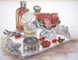 Perfume Bottle Vignette Print~Shabby Chic~Framed~Matted~Print~Vintage~#6... - $20.24