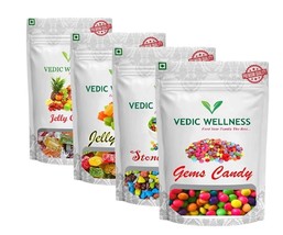 Jelly Candy,Jelly Bites,Stone Candy,Gems Candy Special Combo Pack of 4 - £24.64 GBP