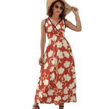 Mondxflaur Classic Leaf Summer Dresses for Women V-neck Sleeveless Long ... - £28.70 GBP+