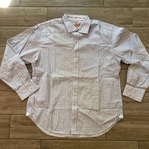 Robert Graham Button Up Long Sleeve Shirt Mens Size XL Orange White Stripe - £19.52 GBP
