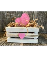 1 Pcs White Mini Crate Wood With Pink Heart #MNHS - £14.37 GBP
