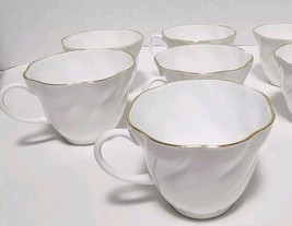 6pc Vintage Queen&#39;s England &quot;Marie&quot; Tea Cup White Swirl with Gold Trim- ... - $852.95 MXN