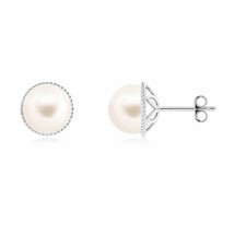 ANGARA Freshwater Pearl Earrings with Twisted Rope Frame in Silver (AAA, 8mm) - £104.29 GBP
