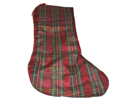 New Lenox Red &amp; Green Plaid Christmas Stocking Holiday Nouveau Dazzle 11&quot; X 18&quot; - £27.09 GBP
