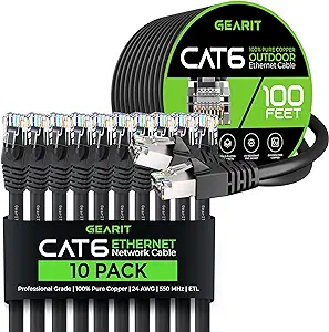 GearIT 10Pack 25ft Cat6 Ethernet Cable &amp; 100ft Cat6 Cable - $235.99