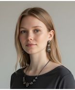 Givenchy Gunmetal Swarovski Statement Necklace & Drop Earrings SET - $95.00