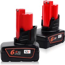 2Pack 6.0Ah Replacement Battery For Milwaukee M12 12V Lithium Battery, Upgrade!&quot; - £36.13 GBP