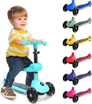 SereneLife 3-Wheel Foldable Kids Scooter - Turquoise Blue (Open Box) - $30.59