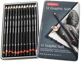 Derwent 12 Graphic Soft Graphite Pencils Tin Set - £13.29 GBP