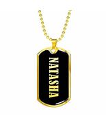 Natasha v02-18k Gold Finished Luxury Dog Tag Necklace Personalized Name ... - £40.26 GBP