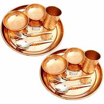 Prisha India Craft Pure Copper Hammered Dinner Thali Set of 2, Serveware &amp; Dinne - £127.87 GBP