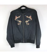 American Eagle Womens Bomber Jacket Satin Floral Embroidered Full Zip Bl... - £7.66 GBP