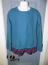 TUCKER + TATE Blue Sweater Top w/ Heart Ruffle Bottom Size 7 Girls&#39; EUC - £14.58 GBP