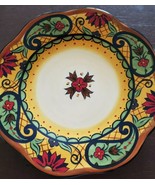 Ceramic ~ Multicolored ~ Decorative Plate w/Wooden Plate Holder ~ 8.5&quot; D... - $36.06 CAD