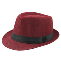 HOT Red Straw Jazz Fedora Hat Trilby Cuban Sun Cap - Panama Short Brim S... - £15.09 GBP