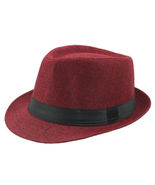 HOT Red Straw Jazz Fedora Hat Trilby Cuban Sun Cap - Panama Short Brim S... - £15.12 GBP