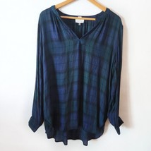 Ann Taylor LOFT &#39;The Softened Shirt&#39; Blue Green Plaid Button-Up Shirt Si... - $22.00