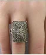 Art Deco Sterling Silver Ring Size 8.5 Stacked Look 6.82g Elegant Marcas... - $1,279.35 MXN