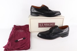 NOS Vintage 90s Mens Size 11 2A Leather Moc Toe Lace Dress Shoes Black USA - $108.85