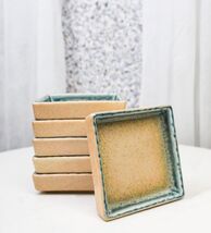 Set Of 6 Blue River Ao Nagashi Art Ceramic Square Condiment Sauce Dishes... - $34.99