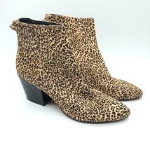 Dolce Vita Ankle Boots Calf Hair Poined Toe Leopard Print Block Heel Beige 9.5 - £15.45 GBP