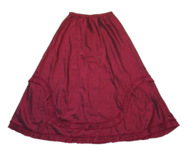 NWT CP Shades Silk Maxi in Maroon Ruffle Applique Pull-on Skirt M - £79.03 GBP