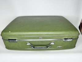 Vintage American Tourister Tiara Hard Shell Suitcase Green Luggage 27”x19”x8.5” - £59.23 GBP