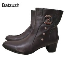 Hi new men boots 7cm high heels genuine leather boots men black red knight botas hombre thumb200