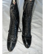 Boots Victorian Edwardian Antique Womans Black Leather High Top Lace Up ... - $168.44 CAD