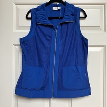 Weekends By Chico’s Women’s Vest Blue Mesh Zip Size Large Chicos 2 Sparkle - $23.76