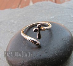 Sterling Silver Cross Ring - Adjustable Religious Jewelry - $529.99 MXN