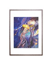 Original Watercolor jellyfish Picture Modern Wall Art underwater animals - £185.30 GBP