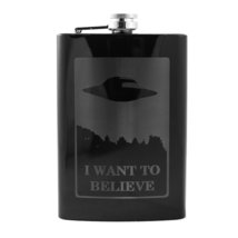 8oz -BLACK- I Want to Believe Flask L1 - £16.95 GBP