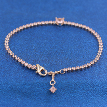 2021 Winter Release Rose Gold Sparkling Pink Heart Tennis Bracelet With Pink CZ  - £20.09 GBP+