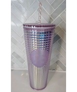 Starbucks Light Pink Disco GRID Tumbler IRIDESCENT Holiday COLD CUP 24oz... - $19.75