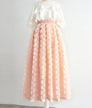 Peach Pink Pleated Midi Skirt Outfit Women Custom Plus Size Holiday Skirt image 5