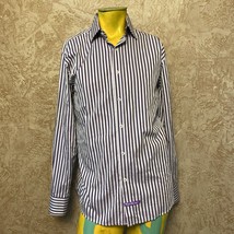 English Laundry Christopher Wicks Striped Long Sleeve Flip Cuff Shirt 16 34/35 - £13.22 GBP
