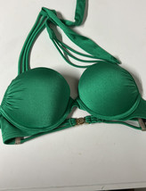 Victorias Secret SWIM Bombshell Add 2 Cup Shiny Solid Bikini 32A Green 38Y - £49.78 GBP