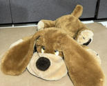 Vtg Russ Berrie Samuel Laying Down Dog Puppy Brown Plush Stuffed Animal 18&quot; - $19.75
