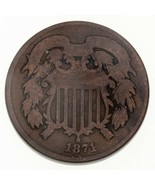 1871 Two Cent Piece, Good Condition, All Brown Color, Full Rims - €37,80 EUR
