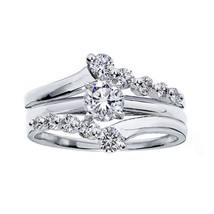 1/2Ct Solitaire Enhancer Guard Wrap Wedding Ring Simulated Diamond 925 Sterling - £59.09 GBP